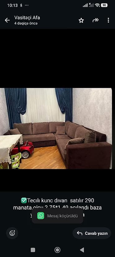 koja divanlar: ✅Tecılı kunc dıvan satılır 290 manata.olcu 2.75*1.40.acılandı baza — 1