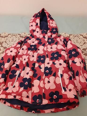 Uşaq qız üçün qış gödəkçəsi - Rəng: qırmızı əsas üzərində çəhrayı və — 1