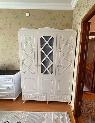 3 qapılı, Siyirməli, Ağ, Digər material, Açılan, Düz dolab