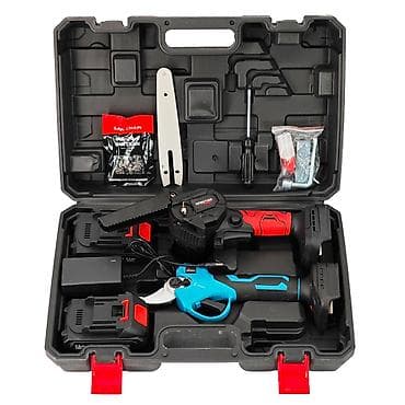 Akkumulyatorlu bağ dəsti – elektrik budama qayçı və mini zəncirli