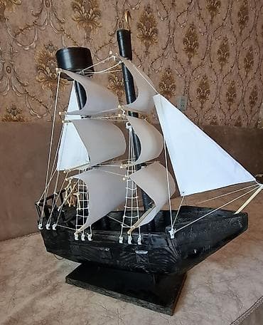 qədimi pullar alıram: Masa üstü dekorativ yelkənli gəmi maketi - Material: Korpus – qara — 2