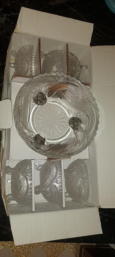 xrustal qutuda: Şirniyyat/qənd qabı dəsti – şüşə (High Quality Glassware Collection) — 4