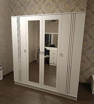 dekor ref: 4 qapılı, Güzgülü, Ağ, Digər material, Açılan, Düz dolab — 1