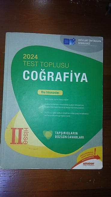 Məhsul: DİM Coğrafiya – 2024 Test Toplusu (II hissə) az işlənib içi