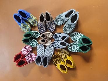 makasin ayaqqabi: Əl toxuması naxışlı ev tapoçkaları - Material: qalın, yumşaq — 1