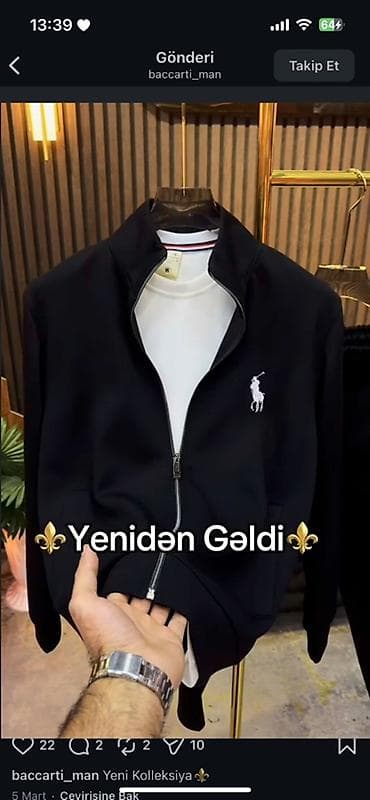 dini geyim: Kişi idman dəsti – qara rəngdə tam dəst - Yuxarı hissə: fermuarlı — 2