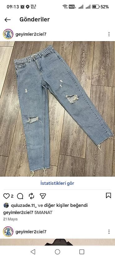 cins şalvar modelleri: Qadın şalvar kolleksiyası - Model 1: Mavi “mom fit” cins şalvar — 8