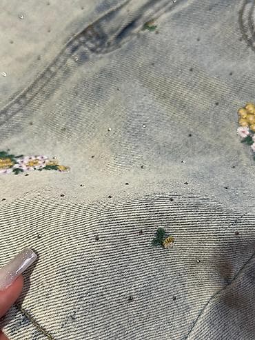 mini ətək: A-line kəsimli açıq mavi cins ətək. - Parça: klassik denim, yüngül — 2