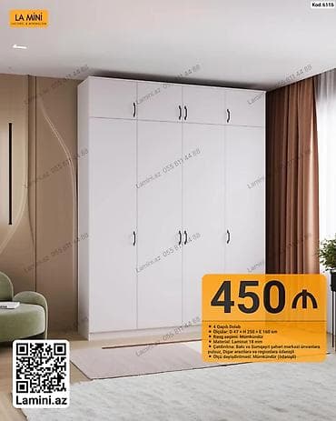 4 qapılı dolab - Kod: 6116 - Ölçülər: D 47 × H 250 × E 160 sm - Rəng — 1