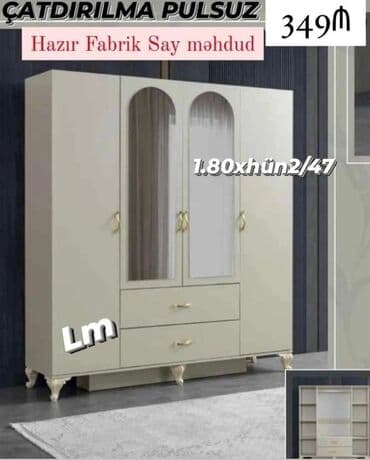 горка мебель: Yeni, Açılan, 4 qapılı Düz dolab — 1