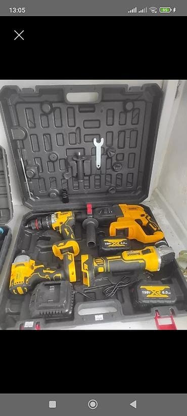 18v: Akkumlyatorlu peşəkar alət dəsti – DeWalt üslubunda, sərt plastik — 1