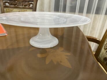 polimer gil satisi: Tort və şiriniyyat qabı, rəng - Ağ, Şüşə, Türkiyə — 2