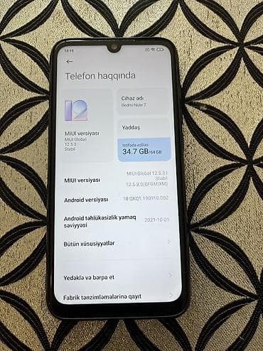 xiaomi redmi note 8: Redmi Note 7, 64 GB, rəng - Mavi, Barmaq izi, Face ID, İki sim kartlı — 1