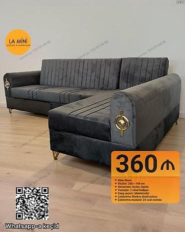 Künc divan, Açılan, Bazalı, Vеlur parça, Şəhərdaxili pulsuz çatdırılma