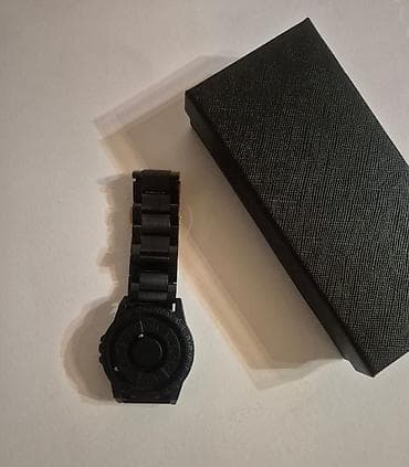 Qara metal korpuslu və breytli dizaynlı kişi qol saatı - Rəng: tam — 2