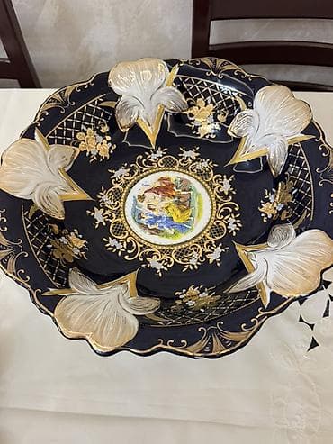 Porcelan ayaqlı meyvə qabı / dekorativ vazə - Material: Yüksək — 3