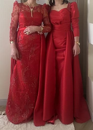 ereb geyimleri: Qırmızı ziyafət geyimləri – 2 model 1) Dantelli, işıltılı qırmızı — 1