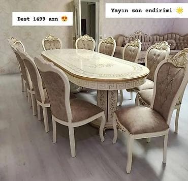 saloglu stullar: Qonaq otağı üçün, Yeni, Açılmayan, Oval masa, 8 stul — 1