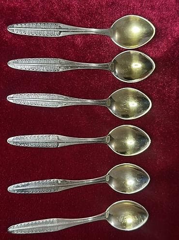 6 ədəd kofe qaşığı dəsti Gümüş 916 əyyar. 72 gram - Material: metal