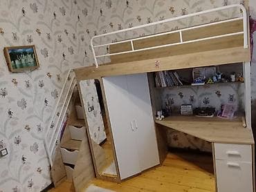 kitab refi: Uşaq/yeniyetmə üçün çoxfunksiyalı loft-tip çarpayı dəsti - Üst — 1