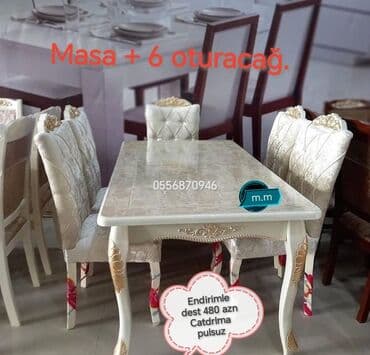 ders masaları: Qonaq otağı üçün, Yeni, Açılmayan, Dördbucaq masa, 6 stul — 21