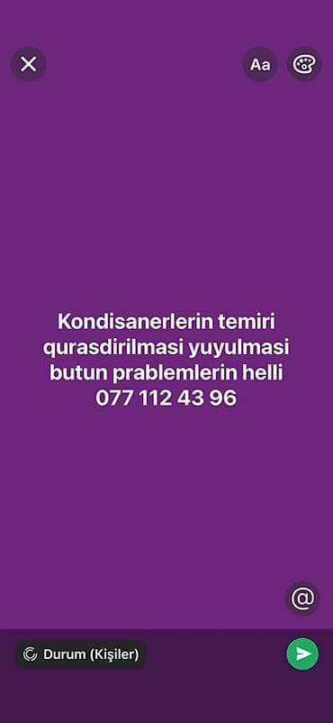 Kondisioner xidmətləri - Kondisionerlərin quraşdırılması və sökülməsi