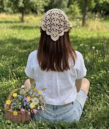 Məhsul: ✨ Бандана ручной работы/ ✨ Əl işi bandana Təsvir: - Təbii bej — 3