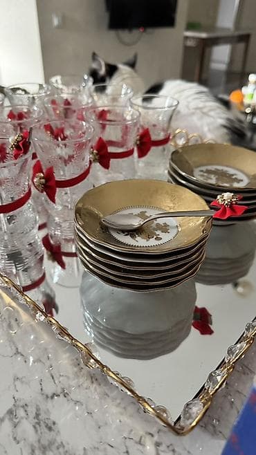 lala.fo posuda: Çay dəsti, Xrustal, 12 nəfərlik, Türkiyə — 2