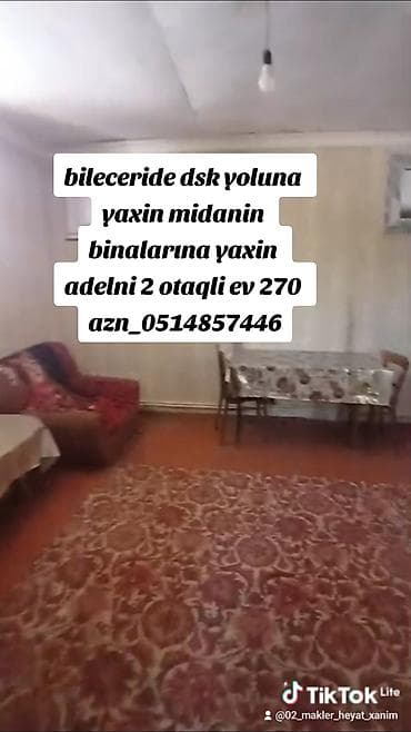 60 kv. m, 2 otaqlı, Qaz, İşıq, Su