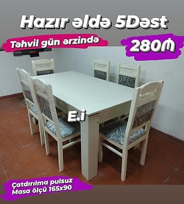 *Masa + 6 stul 280Azn💥* ✔️Rəng seçimi var ✔️Masa açılan olanda lalafo.az -da *Masa + 6 stul 280Azn💥* ✔️Rəng seçimi var ✔️Masa açılan olanda