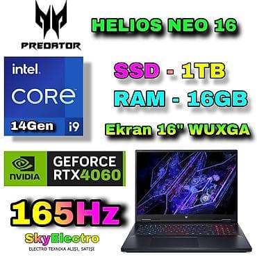 İşlənmiş Acer Predator, 16 ", Intel Core i9, 1 TB, Ünvandan götürmə, Pulsuz çatdırılma, Ödənişli çatdırılma