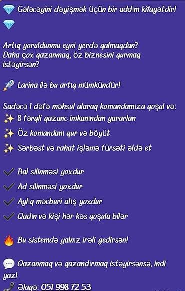 Оборудование для производства: Larina komandası ilə onlayn biznes qurmaq imkanı - Sadəcə 1 dəfə — 1