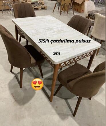 darvazalar ve qiymetleri: Yeni, Açılan, Dördbucaq masa, 4 stul — 1