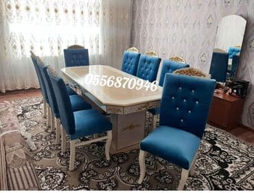 ders masaları: Qonaq otağı üçün, Yeni, Açılmayan, Dördbucaq masa, 6 stul — 2