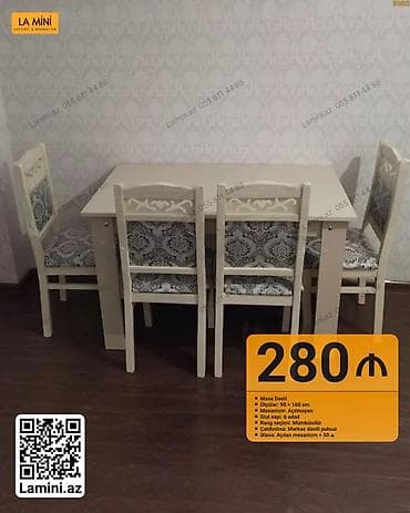 Açılmayan, Dördbucaq masa, 6 stul