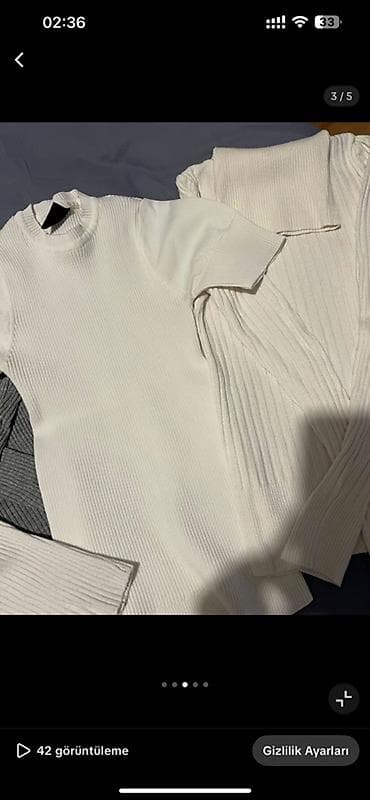 cins yupqa: Qadın köynəkləri dəsti - 3 ədəd: 2 uzunqol, 1 qısaqol - Rənglər: ağ — 4