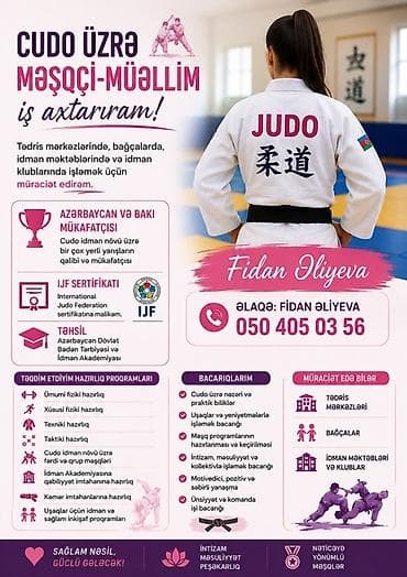 Cüdo üzrə məşqçi-müəllim vakansiyası axtarıram Peşəkar cüdo məşqçisi