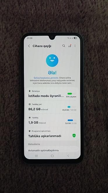 galaxy note 20: Samsung Galaxy A15, 128 GB, rəng - Göy, Barmaq izi, İki sim kartlı, Face ID — 3
