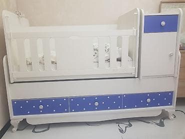 10 min manata evler: Uşaq beşiyi – kombinə edilmiş model - Rəng: ağ və mavi - Yanları — 1