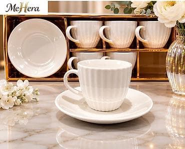 masa ortusu: Çay dəsti, rəng - Ağ, Keramika, 6 nəfərlik — 2