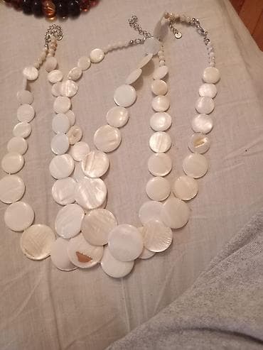 ag mirvari reng: Ağ inci tonlarında dekorativ muncuq dəsti - Material: parlaq, sfera — 4