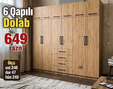 dolab ofis: Yeni, 6 qapı, Güzgülü, Açılan, Düz dolab — 1