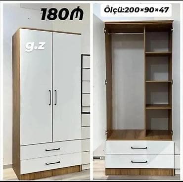 qapi sekilleri: İki qapılı paltar dolabı - Ölçü: 200 × 90 × 47 sm (şəkildə — 1