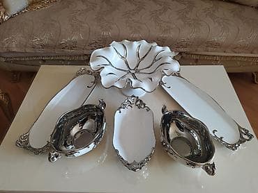 cayni servis: Nahar dəsti, rəng - Ağ, Farfor — 8