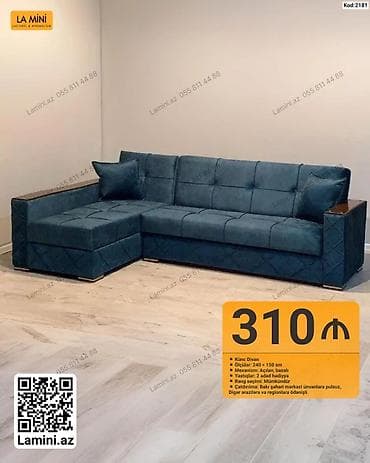 oturaca: Künc divan – Kod: 2181 - Ölçülər: 240 × 150 sm - Mexanizm: Açılan — 1