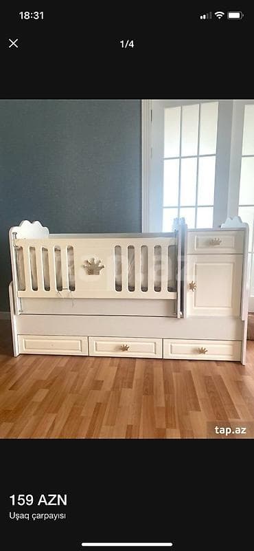 tom xrustal qablar: Oğlan və qız üçün, İşlənmiş, Beşik, Matras ilə, Yellənmə mexanizm ilə — 1