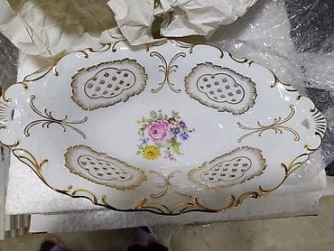 Pirkenhammer (Bohemia) porselen oval vaz/trəvlə 2 ədəd - Brend və