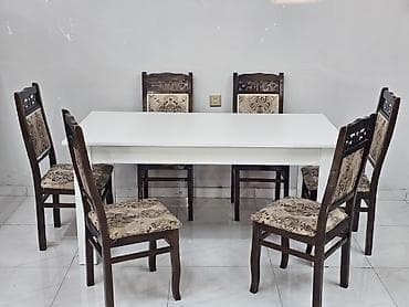 demir oturacaq: Mətbəx üçün, Açılmayan, Dördbucaq masa, 6 stul — 1