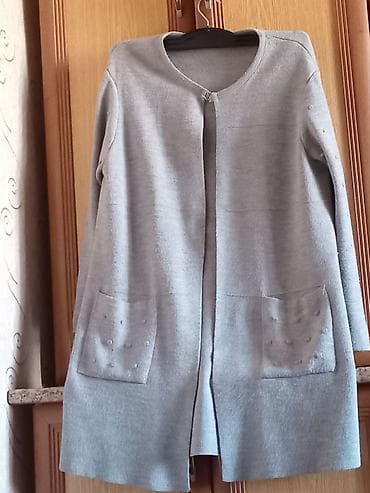 Qadın kardiqanı – boz rəngdə, uzun kəsim. - Yumşaq trikotaj parça — 1