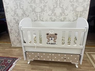 beşikler: Uşaq beşiyi – “Teddy” dizaynı - Rəng: ağ və bej (ağ nöqtəli bej alt — 3